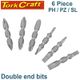 6pc 45mm Double End Bit Set Ph1,2,3 Pz1,2,3 Sl3,4,5,6,7mm